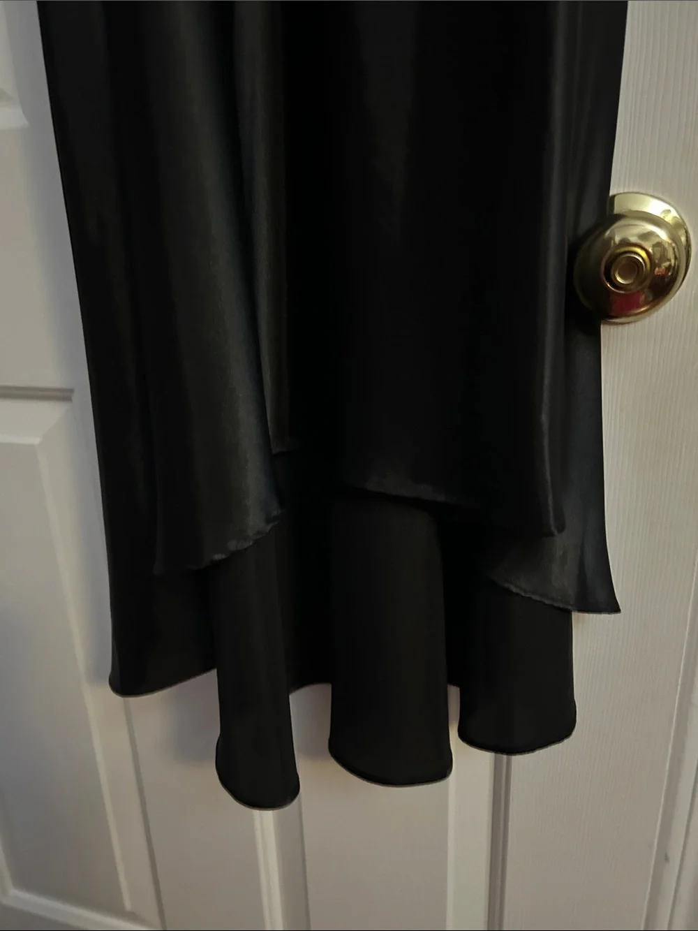 Jones New York Black Satin Chemise with Champagne Lace Trim